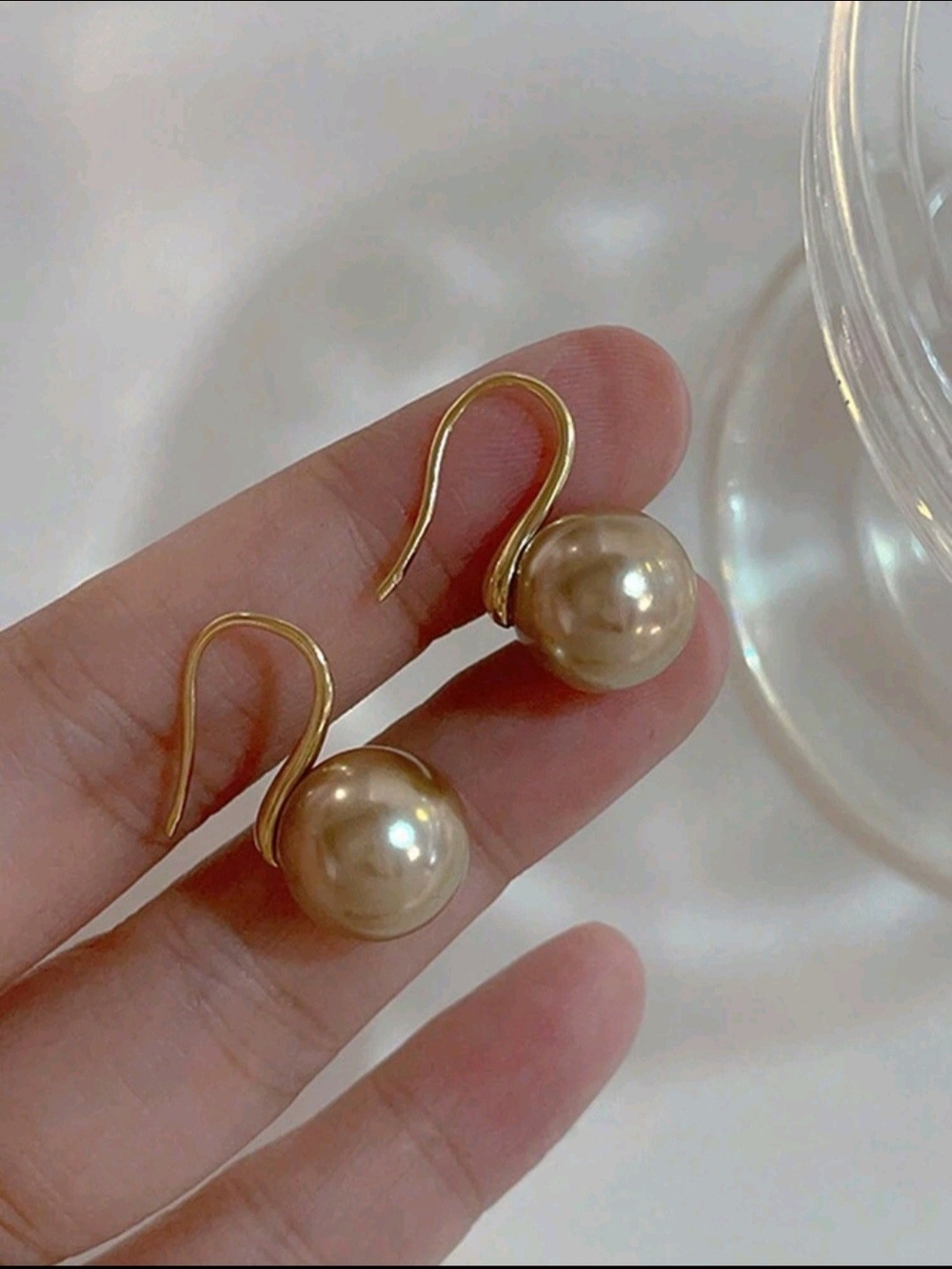 Gold Pearl Drop Earrings - Elegant Women's Jewelry